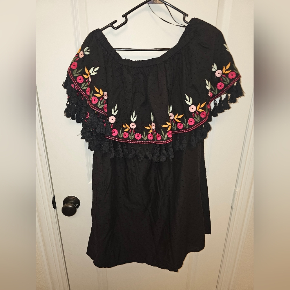 Embroidered Black Women's Dress